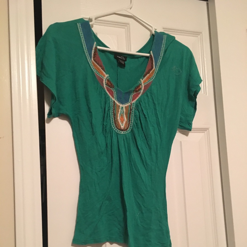 Green shirt with design